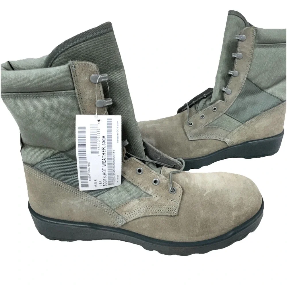 Vintage Army Military Sage Green Combat Boots Size 15.5 R Mens Vibram UFCW USA - Picture 2 of 13